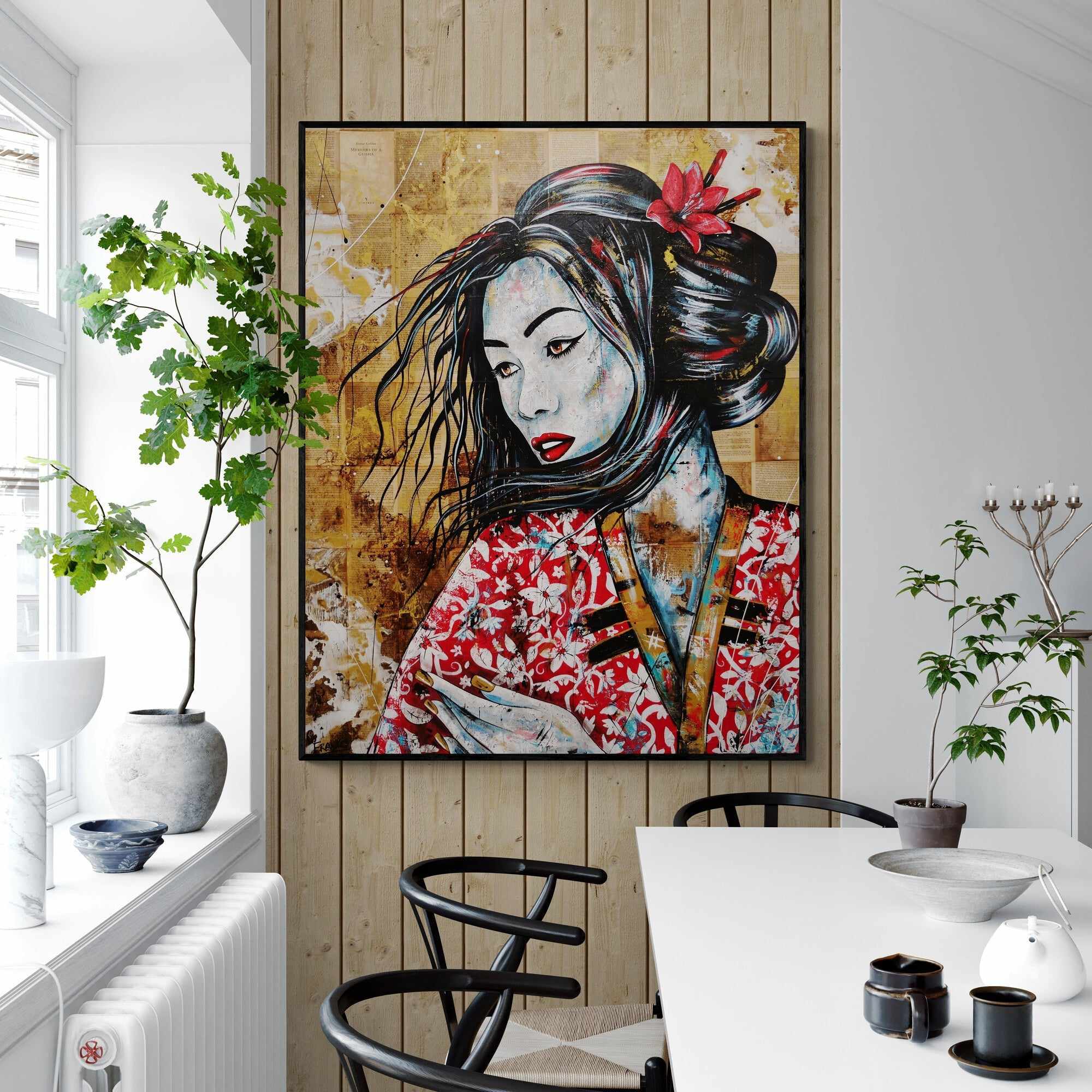 Cherry Asami 120cm x 150cm Geisha Abstract Realism Book Club Painting-book club-Franko-[franko_art]-[beautiful_Art]-[The_Block]-Franklin Art Studio