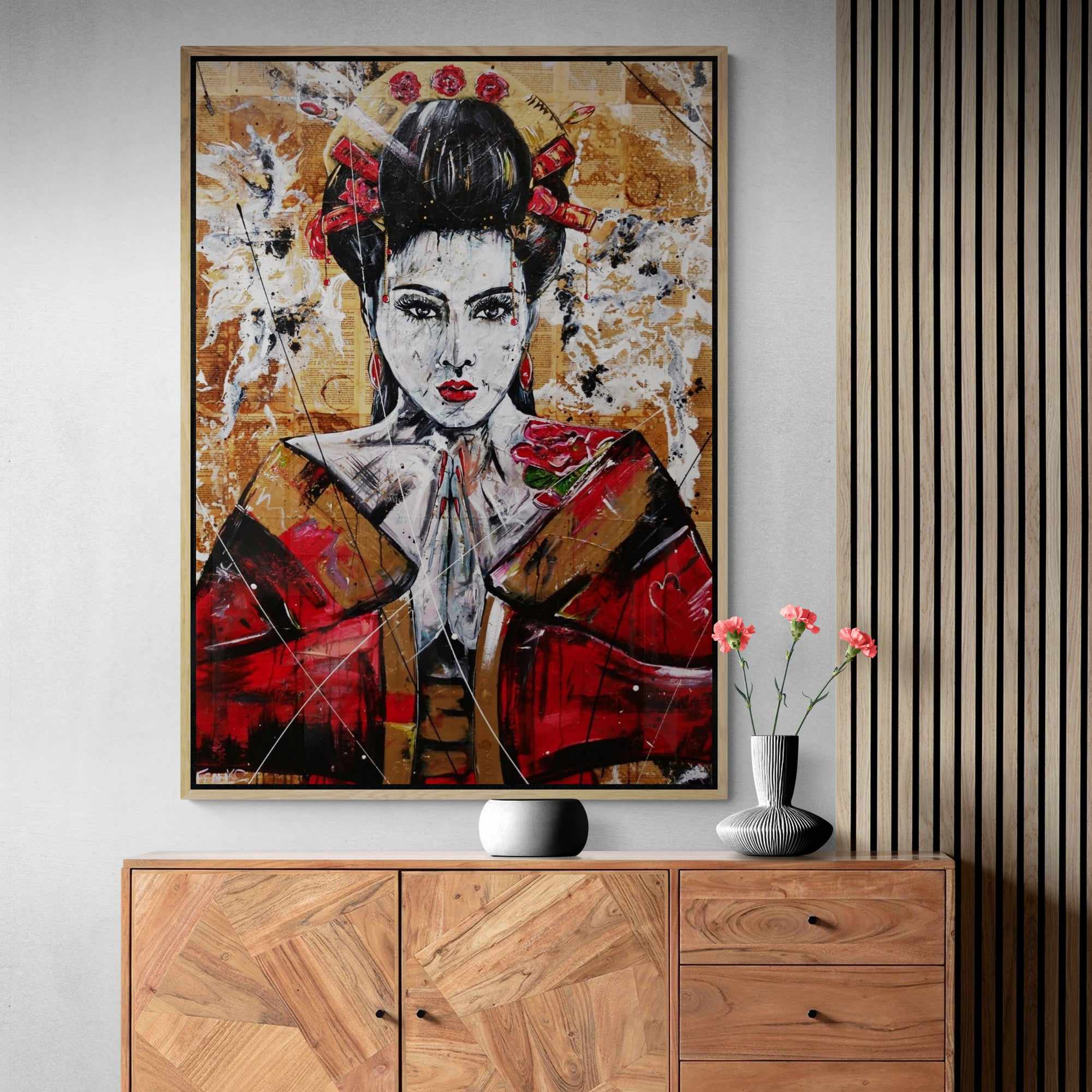 Cherry Ocho 140cm x 100cm Geisha Abstract Realism Book Club Painting-book club-Franko-[Franko]-[huge_art]-[Australia]-Franklin Art Studio