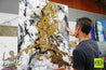 Class and Bling 75cm x 100cm Gold White Abstract Painting (SOLD)-Abstract-Franko-[franko_artist]-[Art]-[interior_design]-Franklin Art Studio