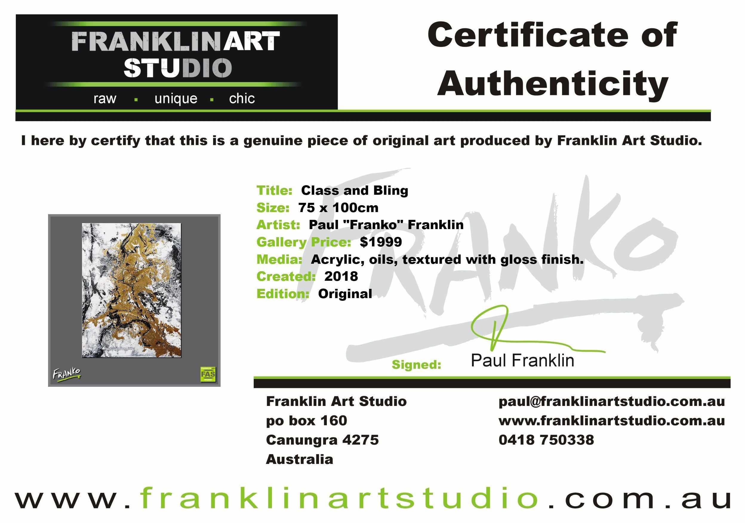 Class and Bling 75cm x 100cm Gold White Abstract Painting (SOLD)-Abstract-Franko-[franko_art]-[beautiful_Art]-[The_Block]-Franklin Art Studio