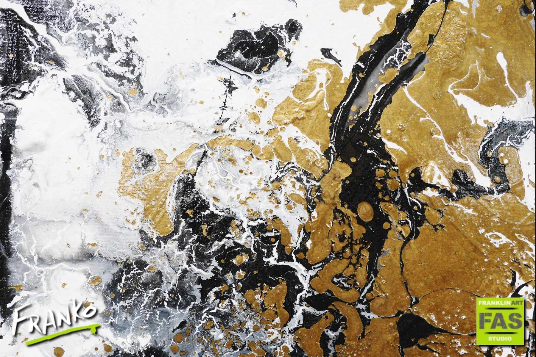 Class and Bling 75cm x 100cm Gold White Abstract Painting (SOLD)