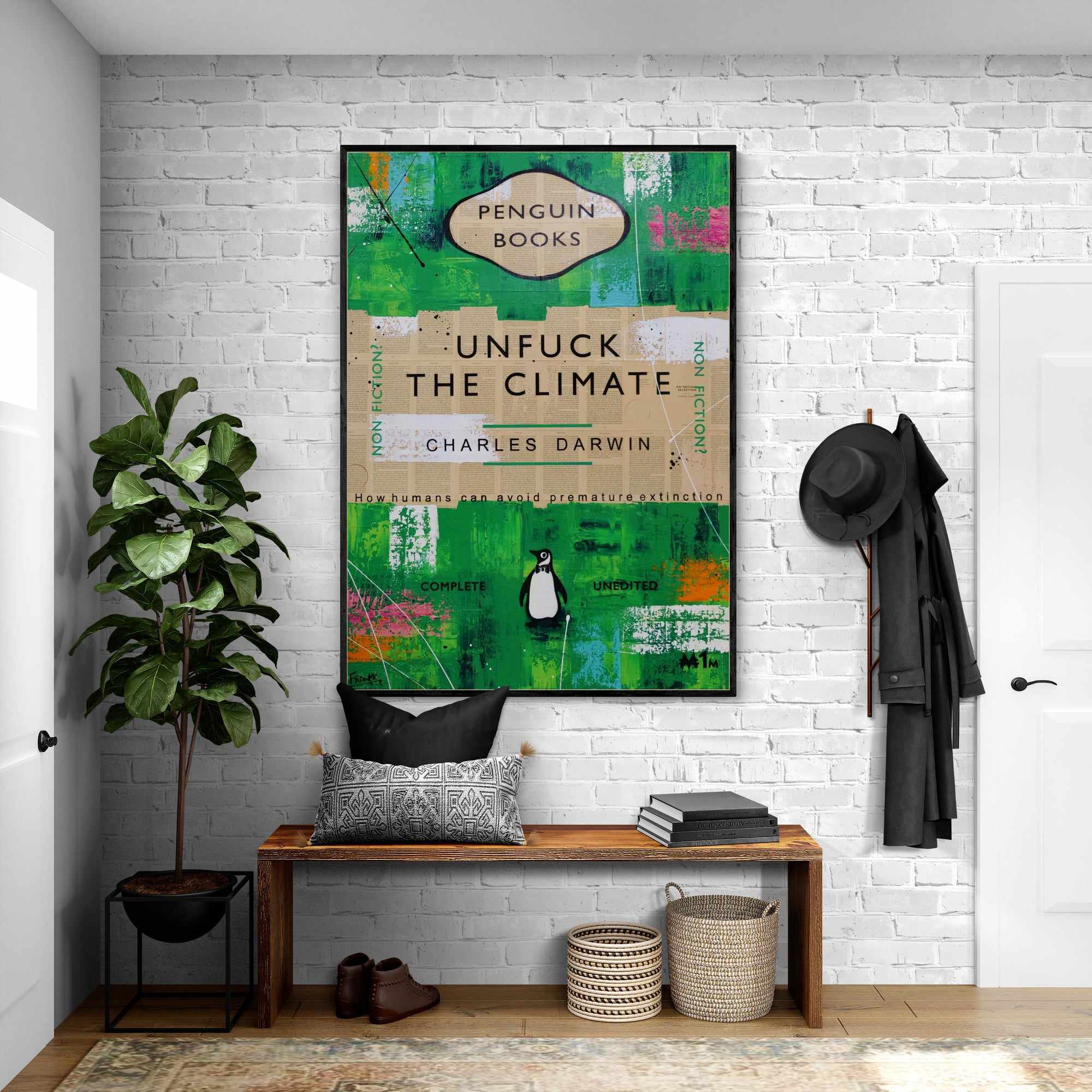Climactic 140cm x 100cm Unfuck The Climate Urban Pop Book Club Painting (SOLD)-book club-Franko-[huge]-[Australian]-[best Selling]-Franklin Art Studio