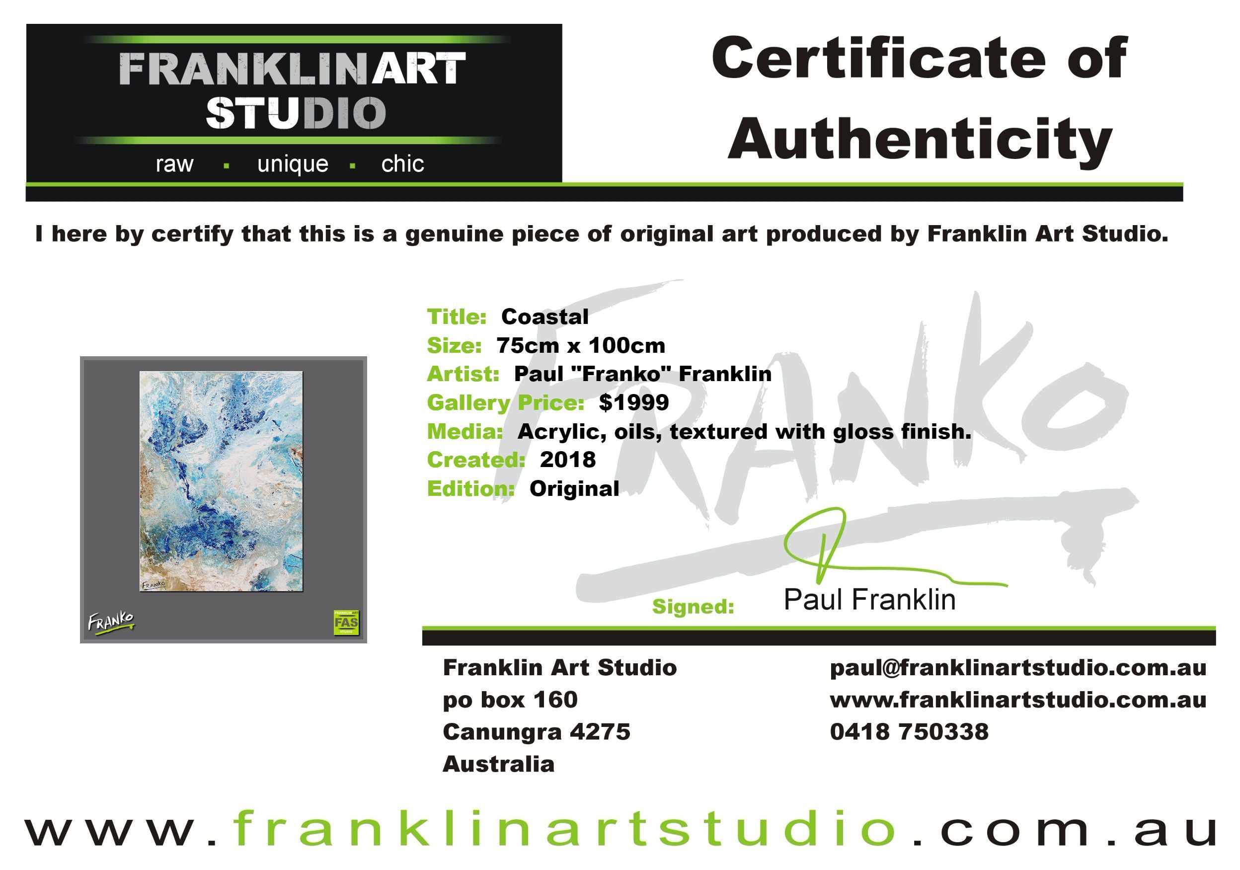Coastal 75cm x 100cm White Blue Abstract Painting (SOLD)-Abstract-Franko-[franko_art]-[beautiful_Art]-[The_Block]-Franklin Art Studio