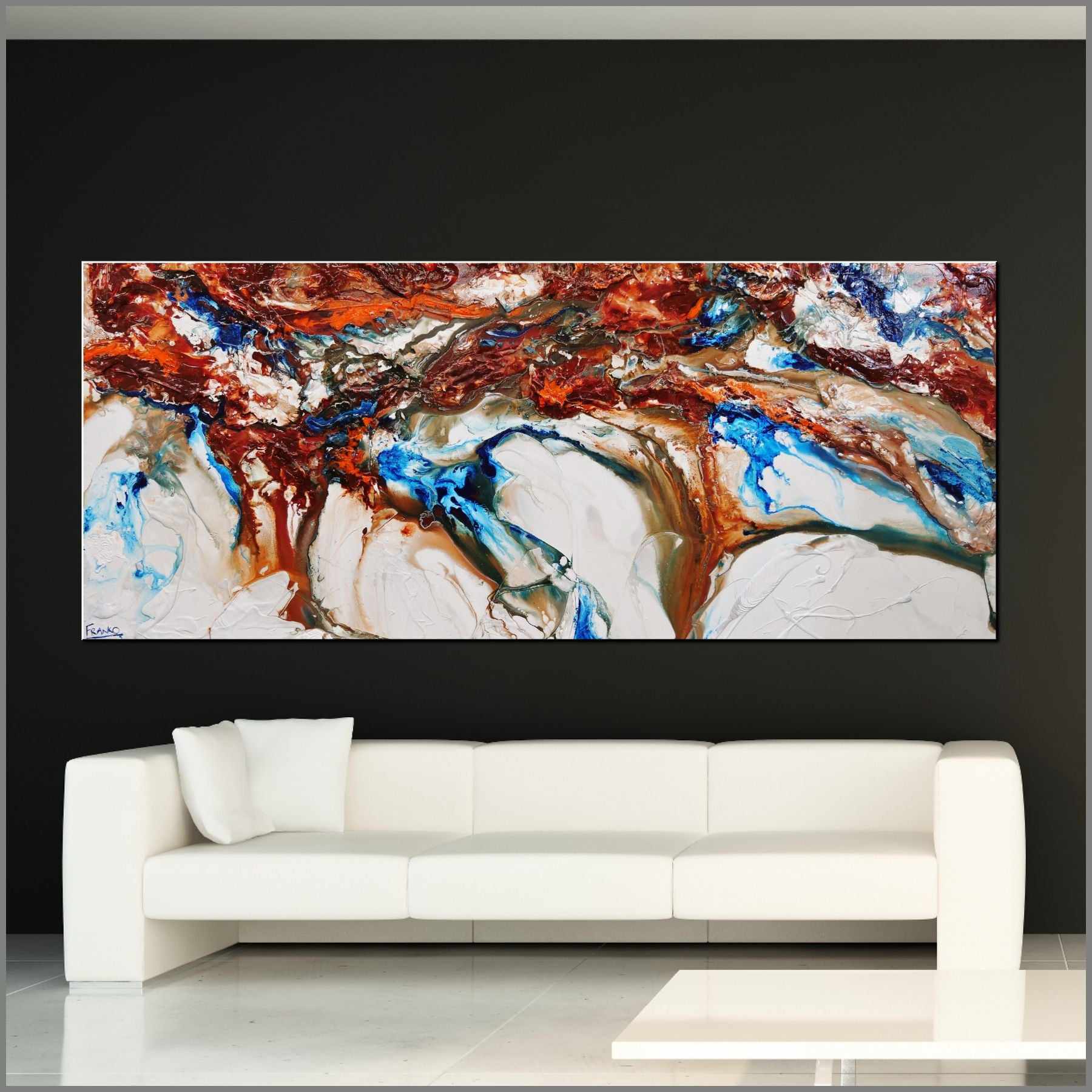 Coastal Essence 240cm x 100cm White Oxide Textured Abstract Painting (SOLD VERON)-Abstract-Franko-[Franko]-[huge_art]-[Australia]-Franklin Art Studio