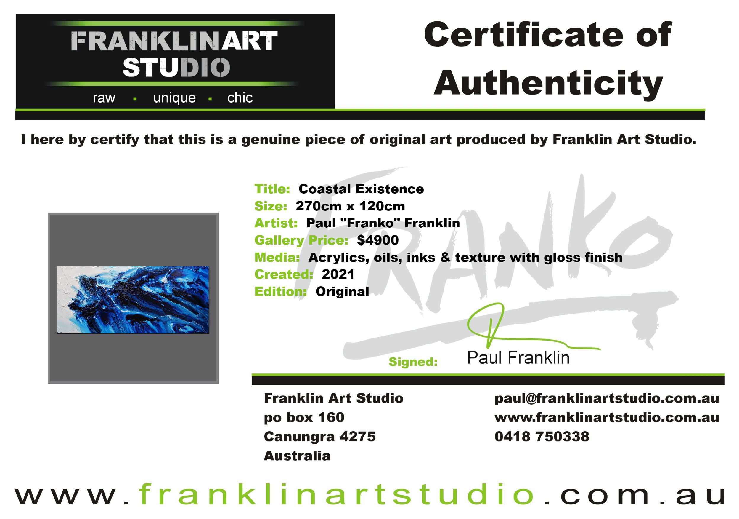 Coastal Existence 270cm x 120cm Blue White Textured Abstract Painting (SOLD)-Abstract-[Franko Artist]-[Cheryl]-[Wendy]-[Gabriela]-Franklin Art Studio