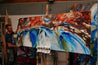 Coastal Resonance 240cm x 100cm White Blue Orange Abstract Painting (SOLD)-abstract-[Franko Artist]-[Gold Coast]-[Brisbane]-[Huge]-Franklin Art Studio