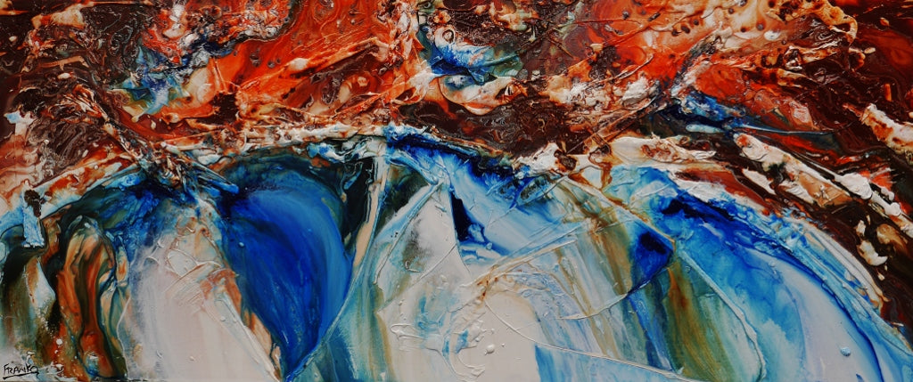 Coastal Resonance 240cm x 100cm White Blue Orange Abstract Painting (SOLD)-abstract-Franko-[Franko]-[Australia_Art]-[Art_Lovers_Australia]-Franklin Art Studio