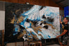Cobalt Barracuda 250cm x 150cm Blue White Textured Abstract Painting (SOLD)-Abstract-[Franko Artist]-[Gold Coast]-[Brisbane]-[Huge]-Franklin Art Studio