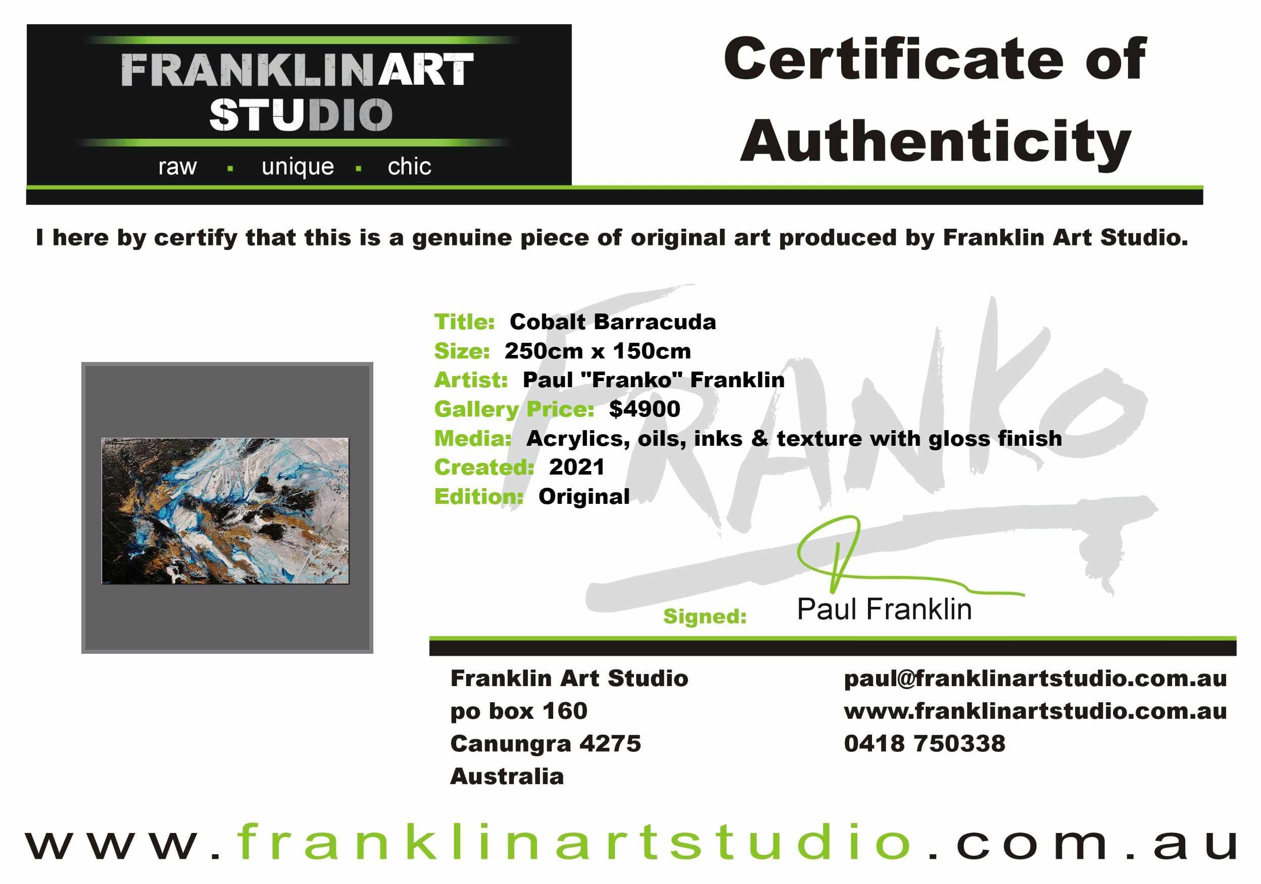Cobalt Barracuda 250cm x 150cm Blue White Textured Abstract Painting (SOLD)-Abstract-[Franko Artist]-[Cheryl]-[Wendy]-[Gabriela]-Franklin Art Studio