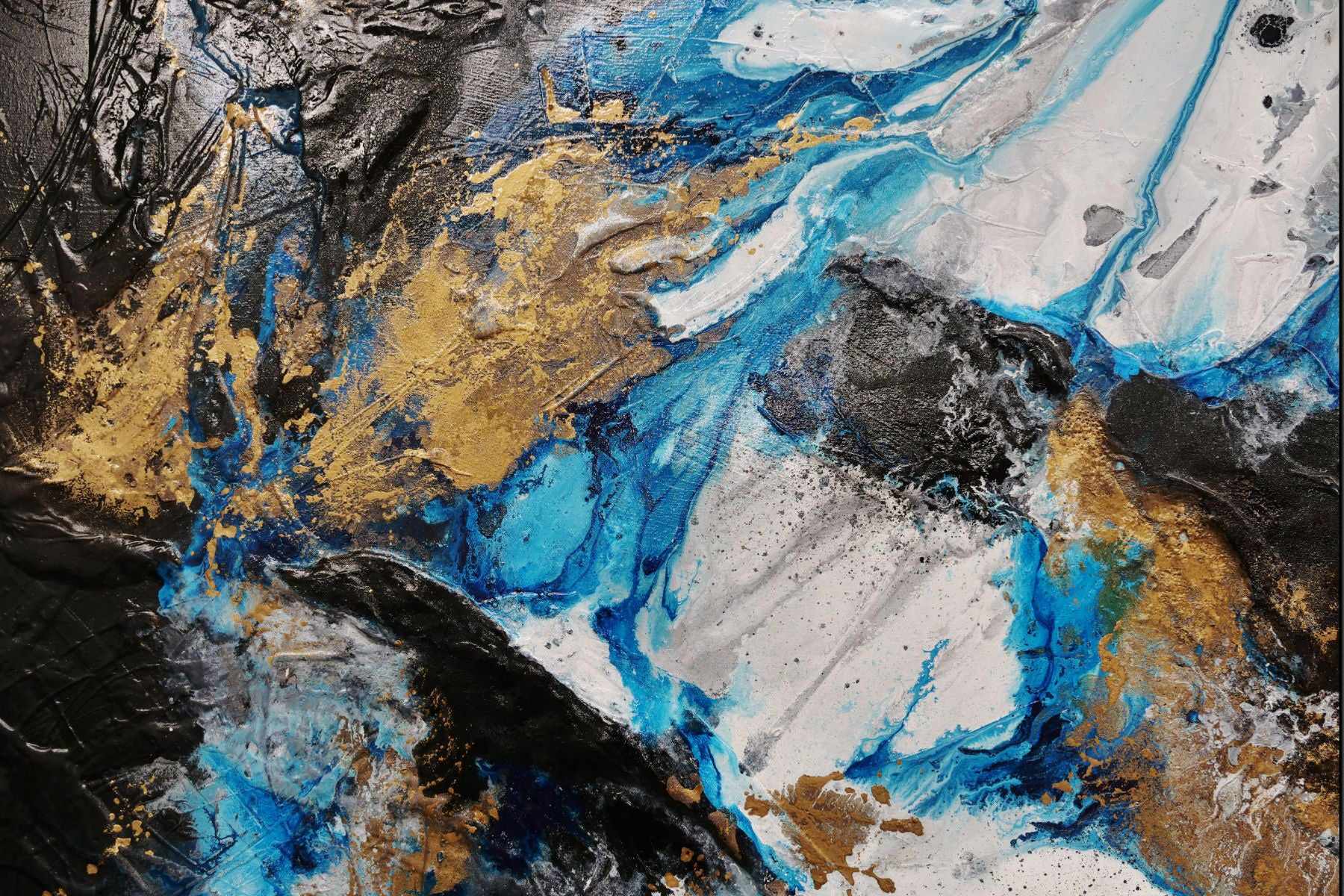 Cobalt Barracuda 250cm x 150cm Blue White Textured Abstract Painting (SOLD)