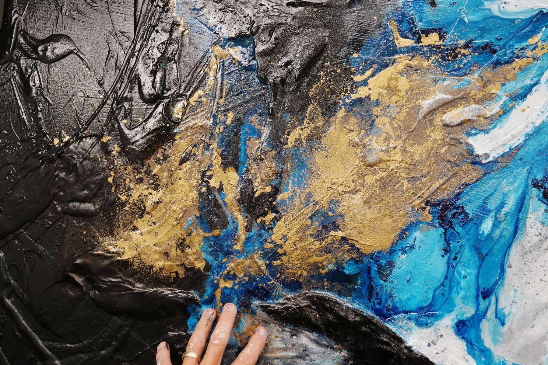 Cobalt Barracuda 250cm x 150cm Blue White Textured Abstract Painting (SOLD)-Abstract-[Franko]-[Artist]-[Australia]-[Painting]-Franklin Art Studio