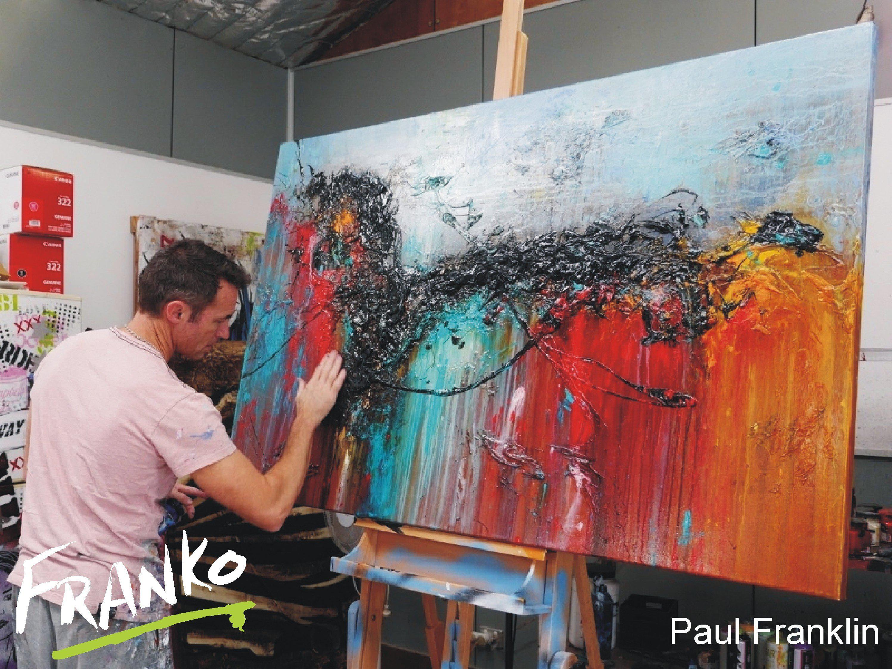Cobalt Dash 160cm x 100cm Teal Red Abstract Painting (SOLD)-abstract-[Franko Artist]-[Gold Coast]-[Brisbane]-[Huge]-Franklin Art Studio