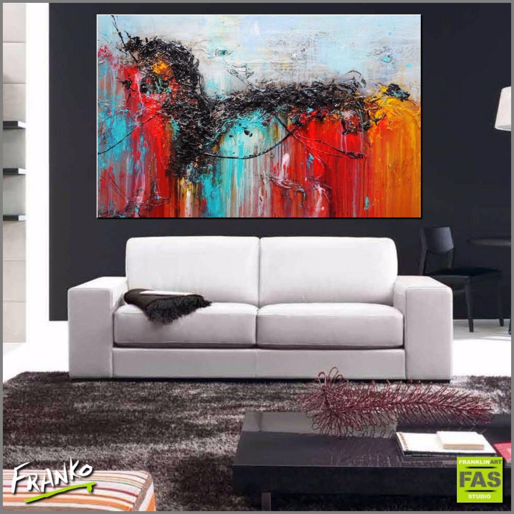 Cobalt Dash 160cm x 100cm Teal Red Abstract Painting (SOLD)-abstract-Franko-[huge]-[Australian]-[best Selling]-Franklin Art Studio