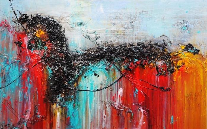 Cobalt Dash 160cm x 100cm Teal Red Abstract Painting (SOLD)-abstract-[Franko ]-[Gallery]-[popular]-[Australia]-Franklin Art Studio