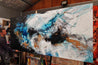 Cobalt Marble 270cm x 120cm Black Blue White Textured Abstract Painting (SOLD)-Abstract-Franko-[franko_artist]-[Art]-[interior_design]-Franklin Art Studio