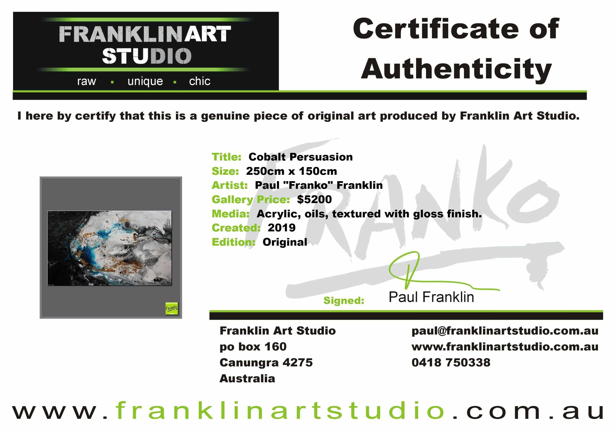 Cobalt Persuasion 250cm x 150cm Black Grey Cobalt Textured Abstract Painting (SOLD)-Abstract-Franko-[franko_art]-[beautiful_Art]-[The_Block]-Franklin Art Studio