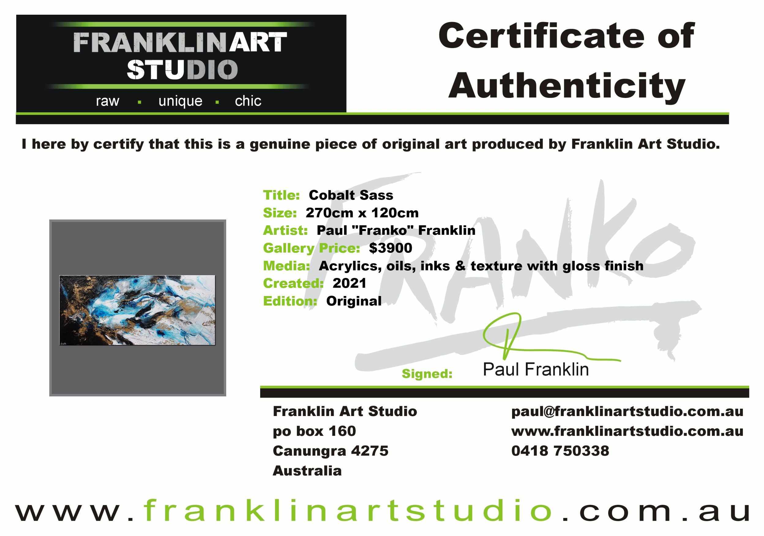 Cobalt Sass 270cm x 120cm Blue Black Textured Abstract Painting (SOLD)-Abstract-Franko-[franko_art]-[beautiful_Art]-[The_Block]-Franklin Art Studio