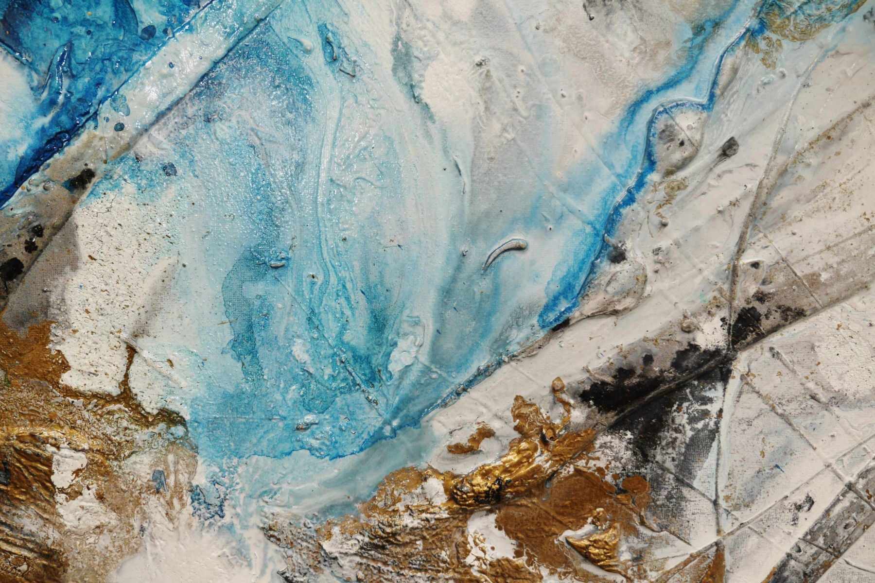 Cobalt Sunrise 250cm x 150cm Blue Black Textured Abstract Painting (SOLD)
