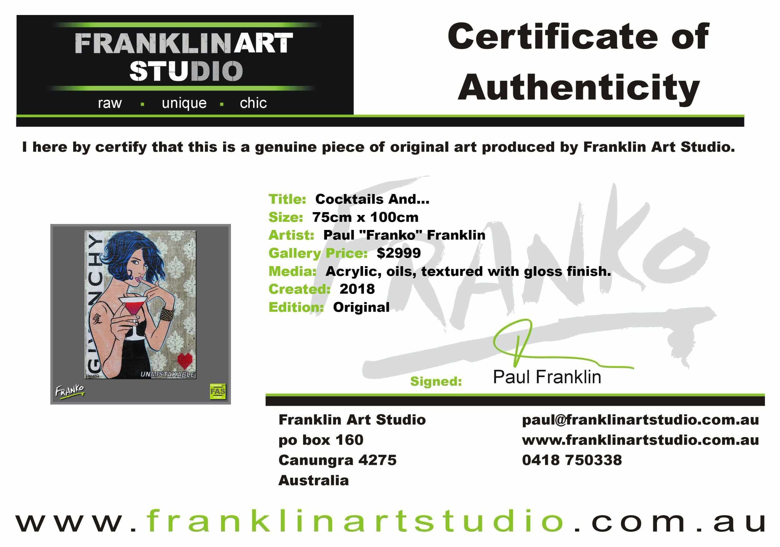 Cocktails And ? 75cm x 100cm Cocktail Woman Pop Art Painting (SOLD)-concrete-[Franko Artist]-[Cheryl]-[Wendy]-[Gabriela]-Franklin Art Studio