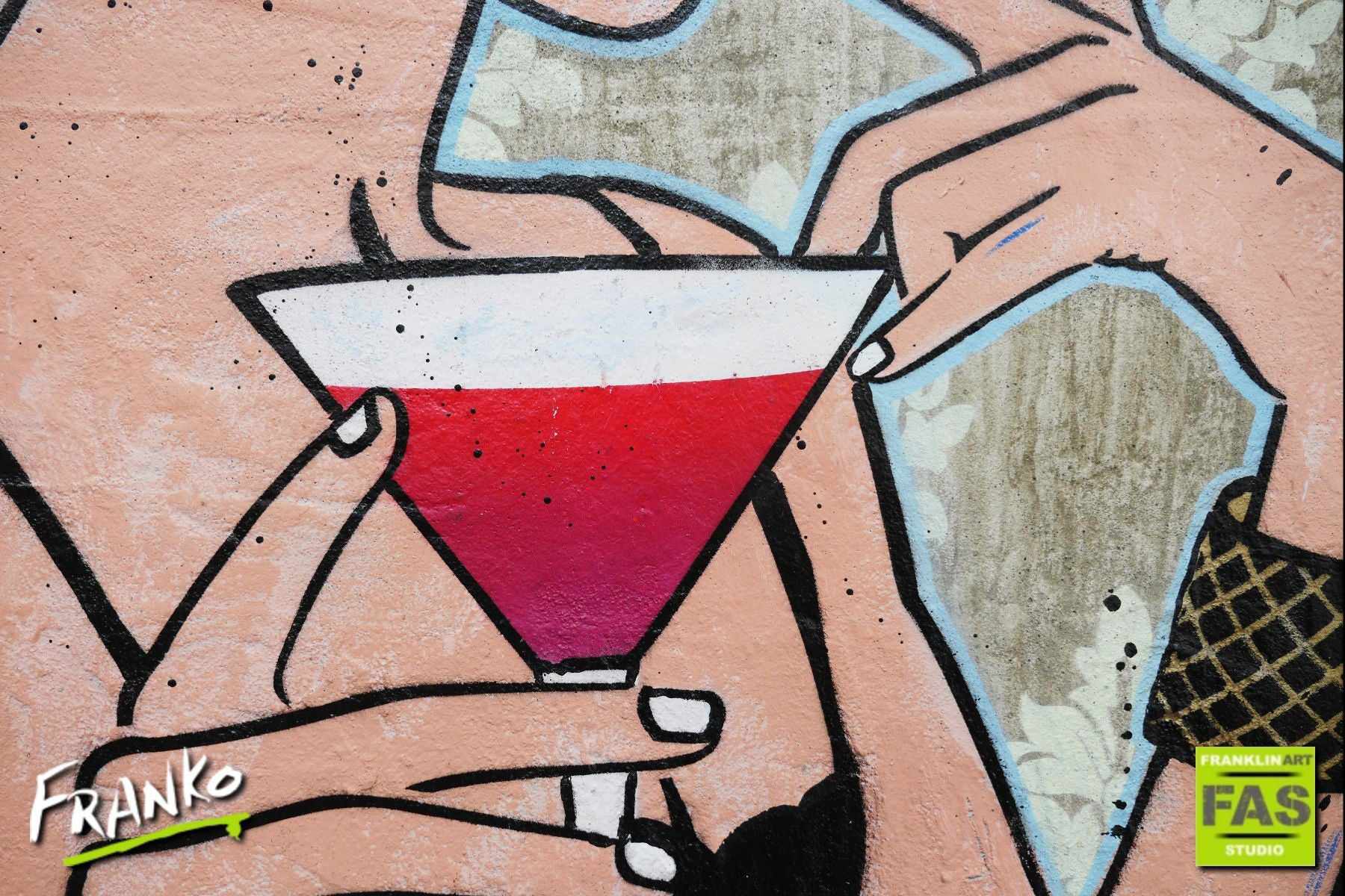 Cocktails And... 75cm x 100cm Cocktail Woman Pop Art Painting-Franko Artist-Franklin Art Studio
