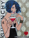 Cocktails And ? 75cm x 100cm Cocktail Woman Pop Art Painting (SOLD)-concrete-Franko-[Franko]-[Australia_Art]-[Art_Lovers_Australia]-Franklin Art Studio