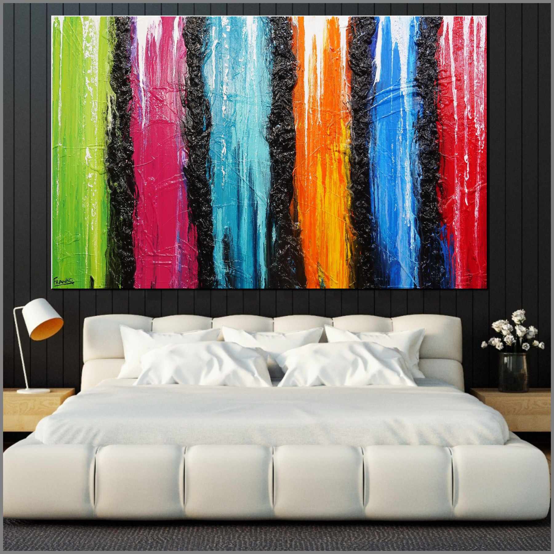 Colour Candy 160cm x 100cm Colourful Textured Abstract Painting (SOLD)-Abstract-Franko-[Franko]-[huge_art]-[Australia]-Franklin Art Studio