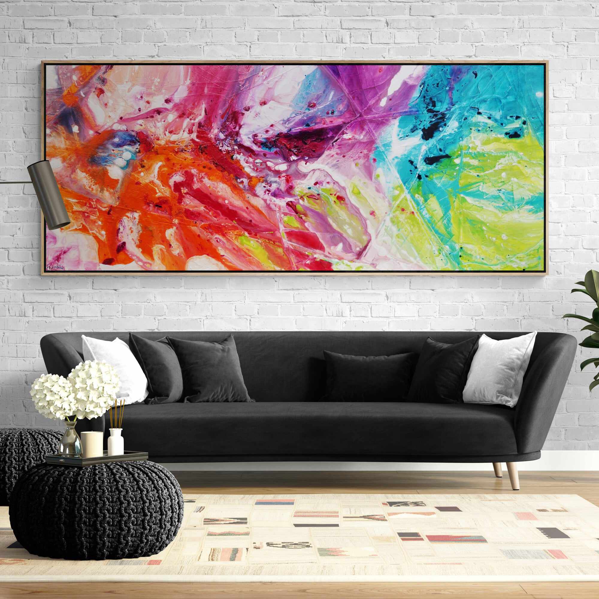 Colour Potion 240cm x 100cm Colourful Textured Abstract Painting (SOLD)-Abstract-Franko-[franko_artist]-[Art]-[interior_design]-Franklin Art Studio