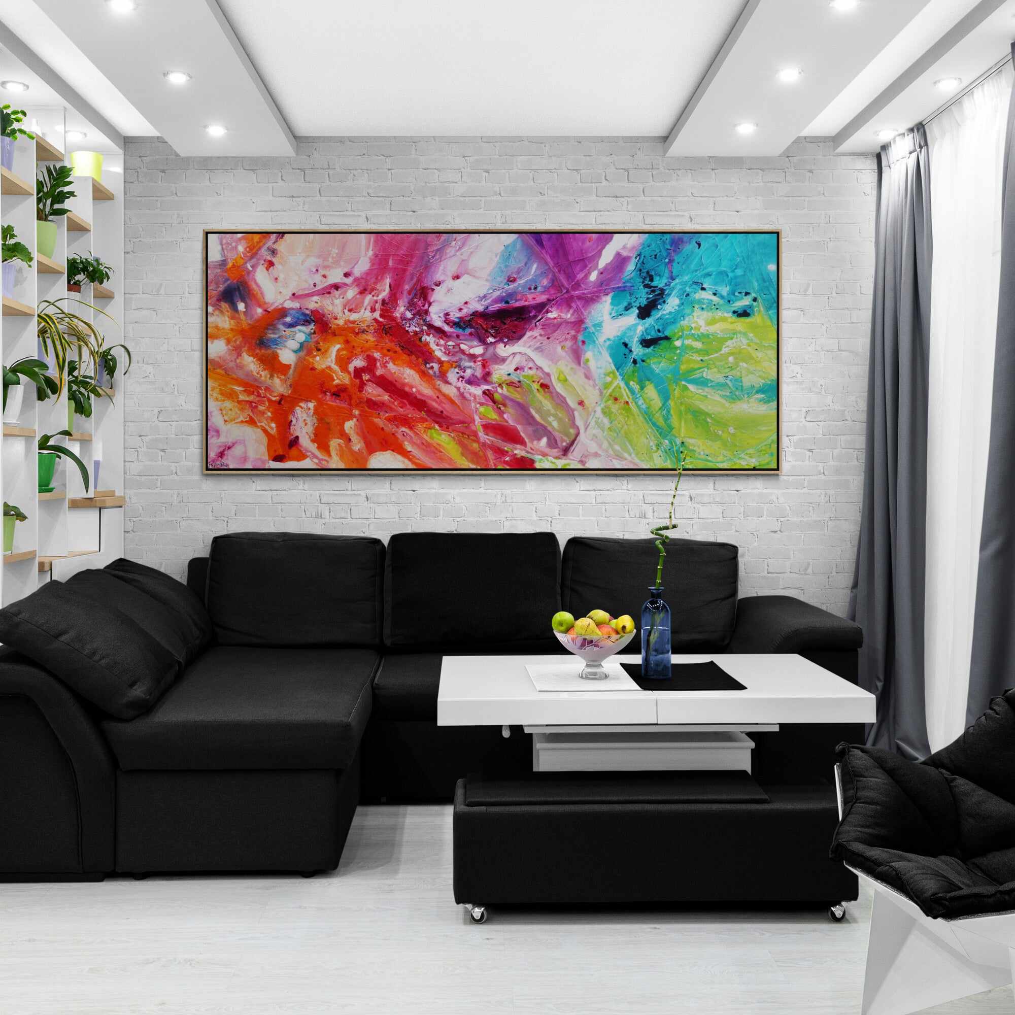 Colour Potion 240cm x 100cm Colourful Textured Abstract Painting (SOLD)-Abstract-[Franko]-[Artist]-[Australia]-[Painting]-Franklin Art Studio