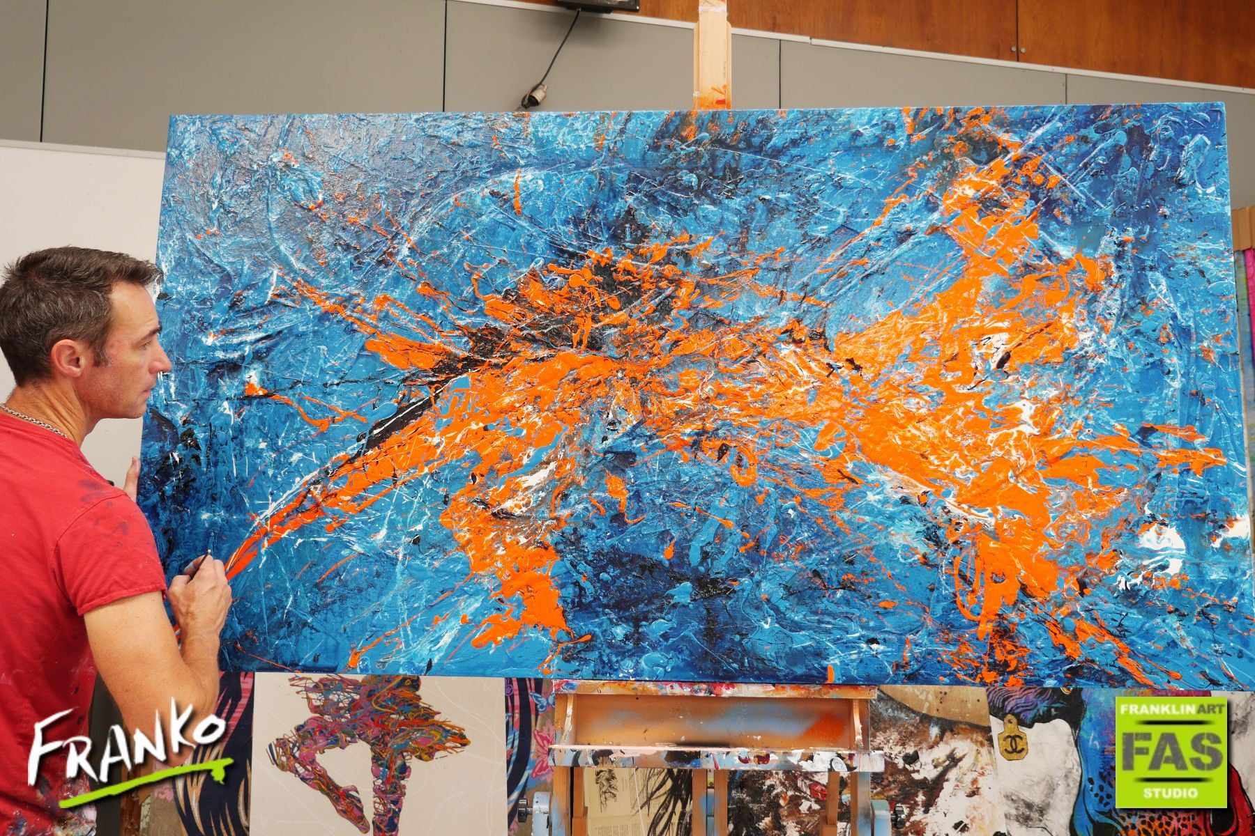 Colour Rush 190cm x 100cm Colourful Abstract Painting (SOLD)-Abstract-[Franko_Artist]-[The_Block]-[Dream_Homes]-[ideas]- [Grand_Designs]-Franklin Art Studio
