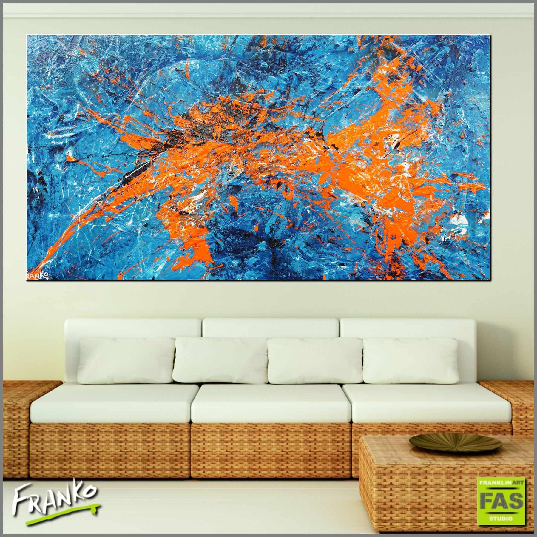 Colour Rush 190cm x 100cm Colourful Abstract Painting (SOLD)-Abstract-Franko-[Franko]-[huge_art]-[Australia]-Franklin Art Studio
