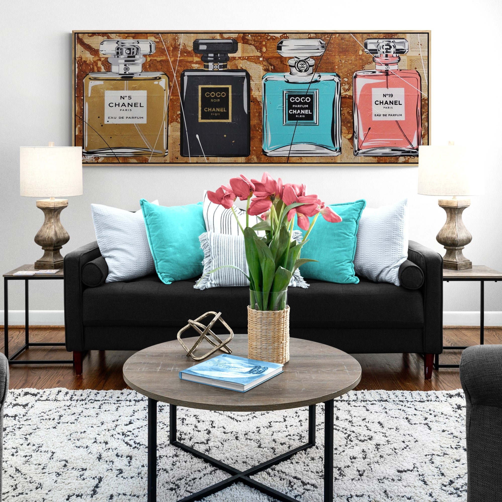 Fragrances 160cm x 60cm Chanel Perfume Bottles Urban Pop Book Club Painting (SOLD)-book club-Franko-[huge]-[Australian]-[best Selling]-Franklin Art Studio