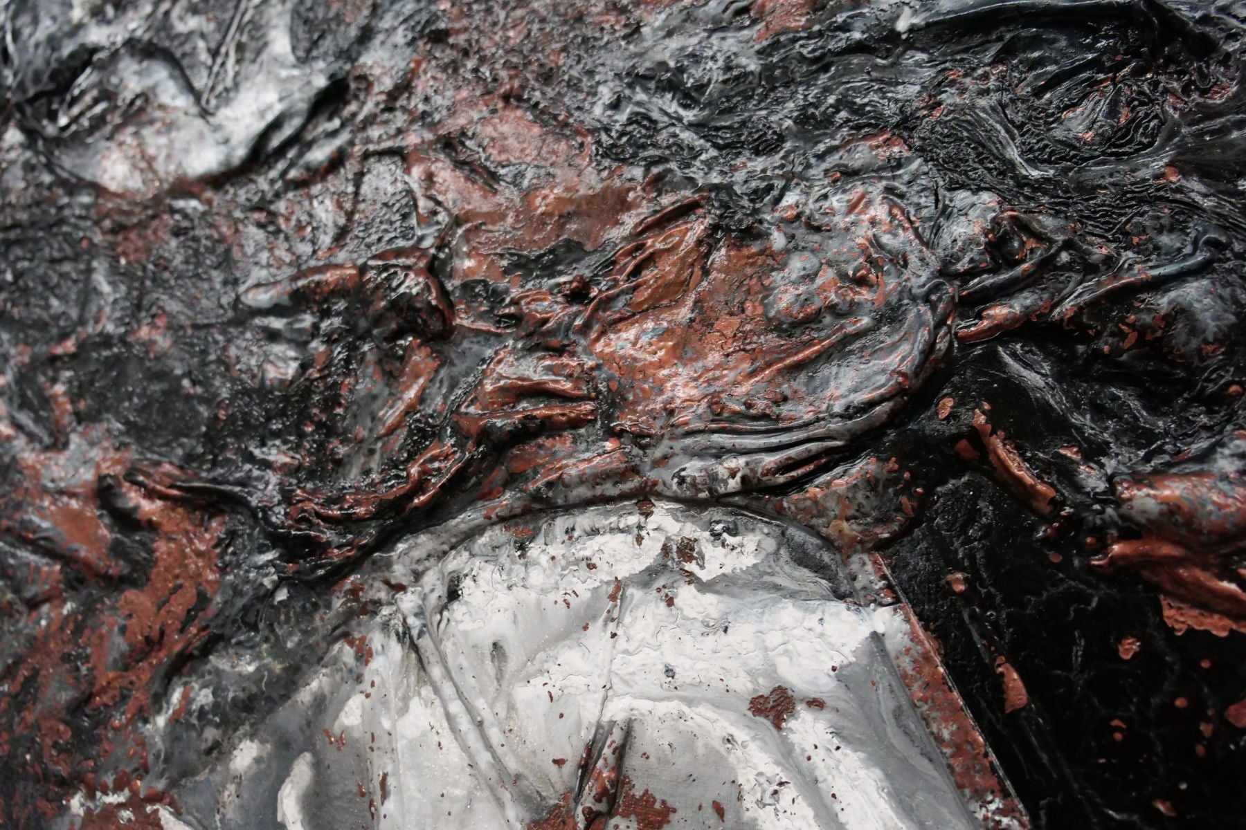 Copper Intent 240cm x 100cm Copper Black White Textured Abstract Painting (SOLD)