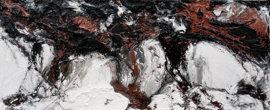 Copper Intent 240cm x 100cm Copper Black White Textured Abstract Painting (SOLD)-Abstract-[Franko ]-[Gallery]-[popular]-[Australia]-Franklin Art Studio