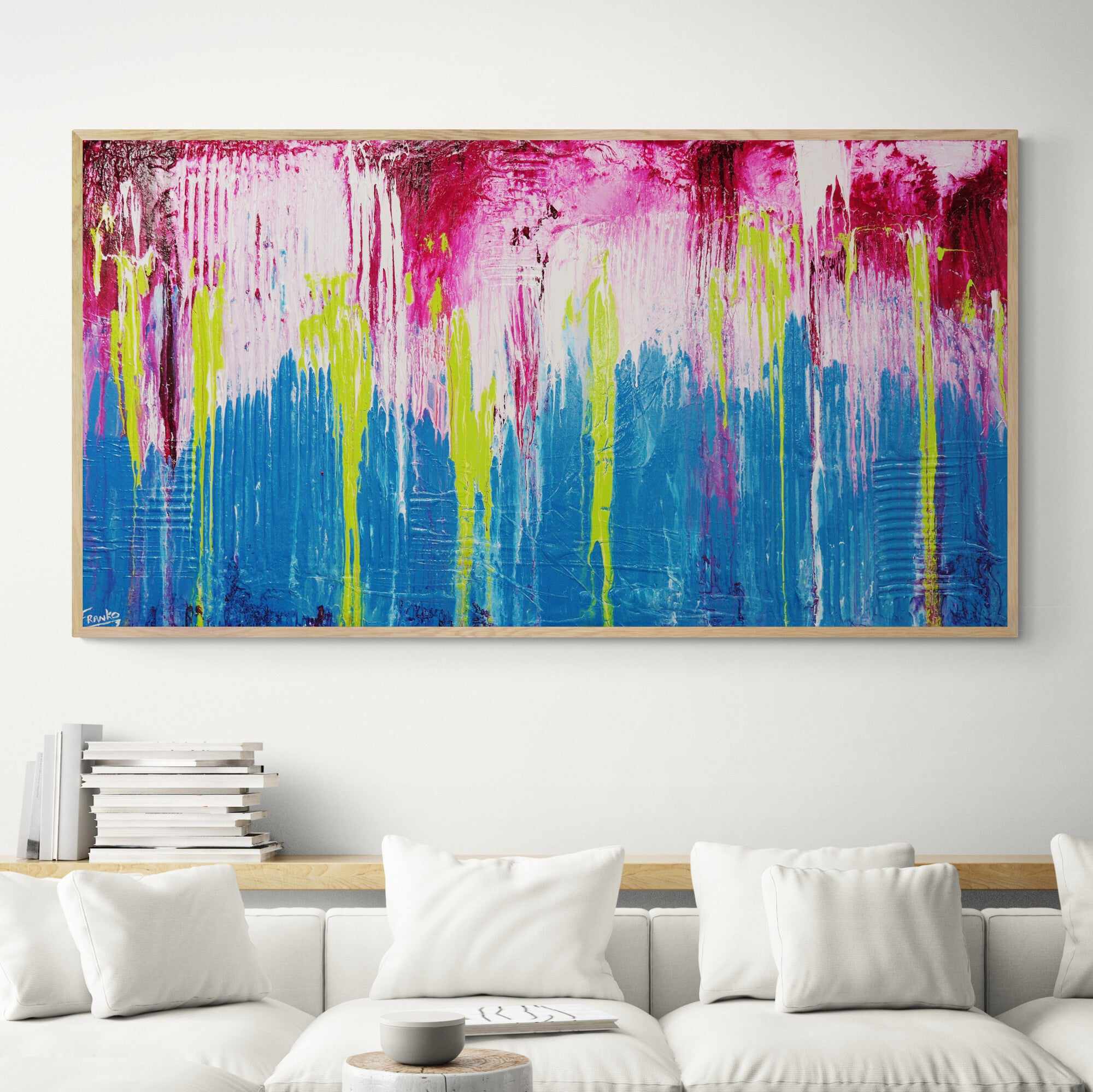 Corrugated Teal 190cm x 100cm Teal Abstract Painting-abstract-[Franko]-[Australian]-[Popular]-[Best Selling]-Franklin Art Studio