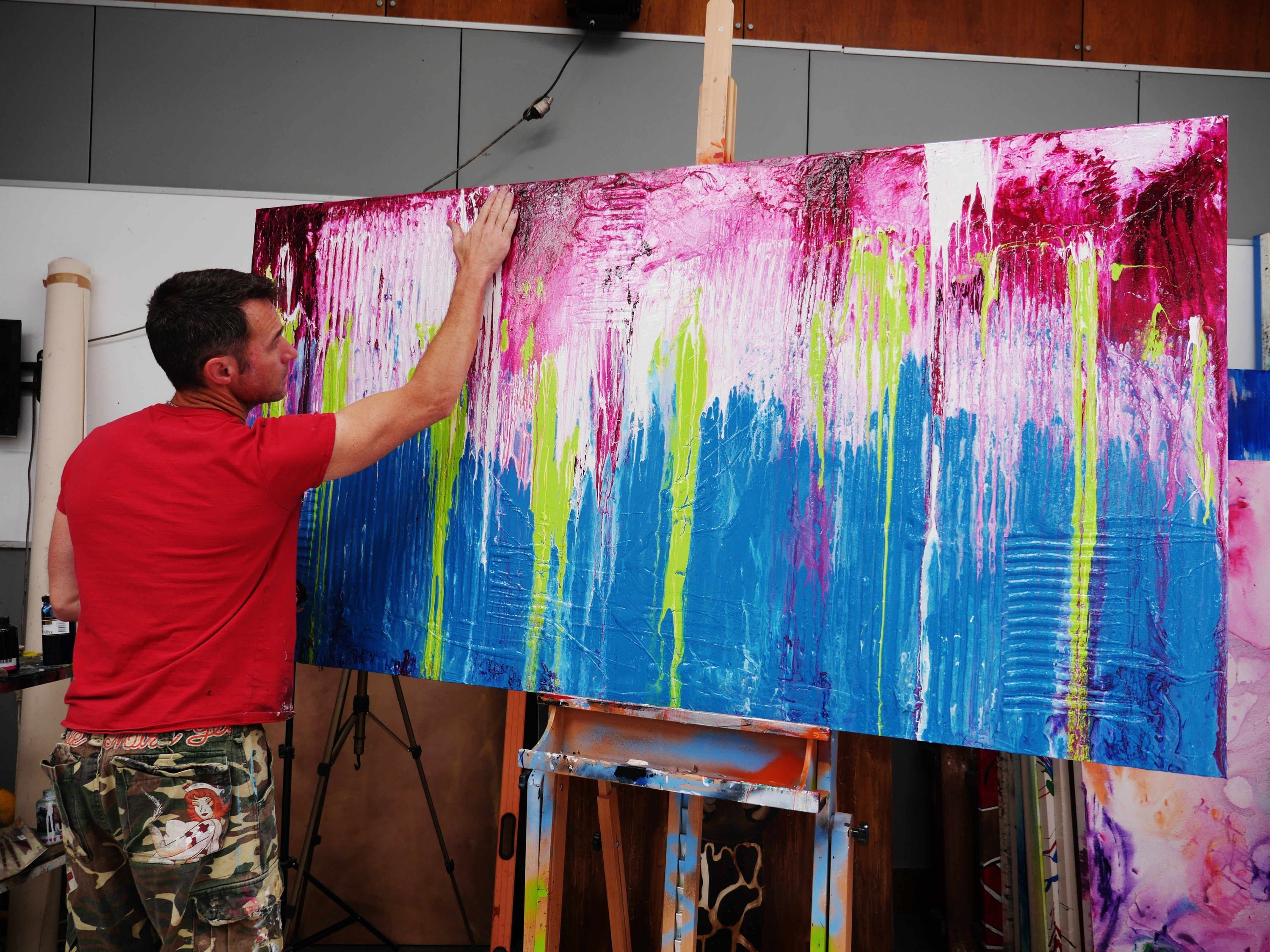 Corrugated Teal 190cm x 100cm Teal Abstract Painting-abstract-[Franko Artist]-[The Block]-[Dream Homes]-[ideas]-Franklin Art Studio