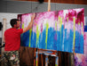 Corrugated Teal 190cm x 100cm Teal Abstract Painting-abstract-[Franko Artist]-[The Block]-[Dream Homes]-[ideas]-Franklin Art Studio