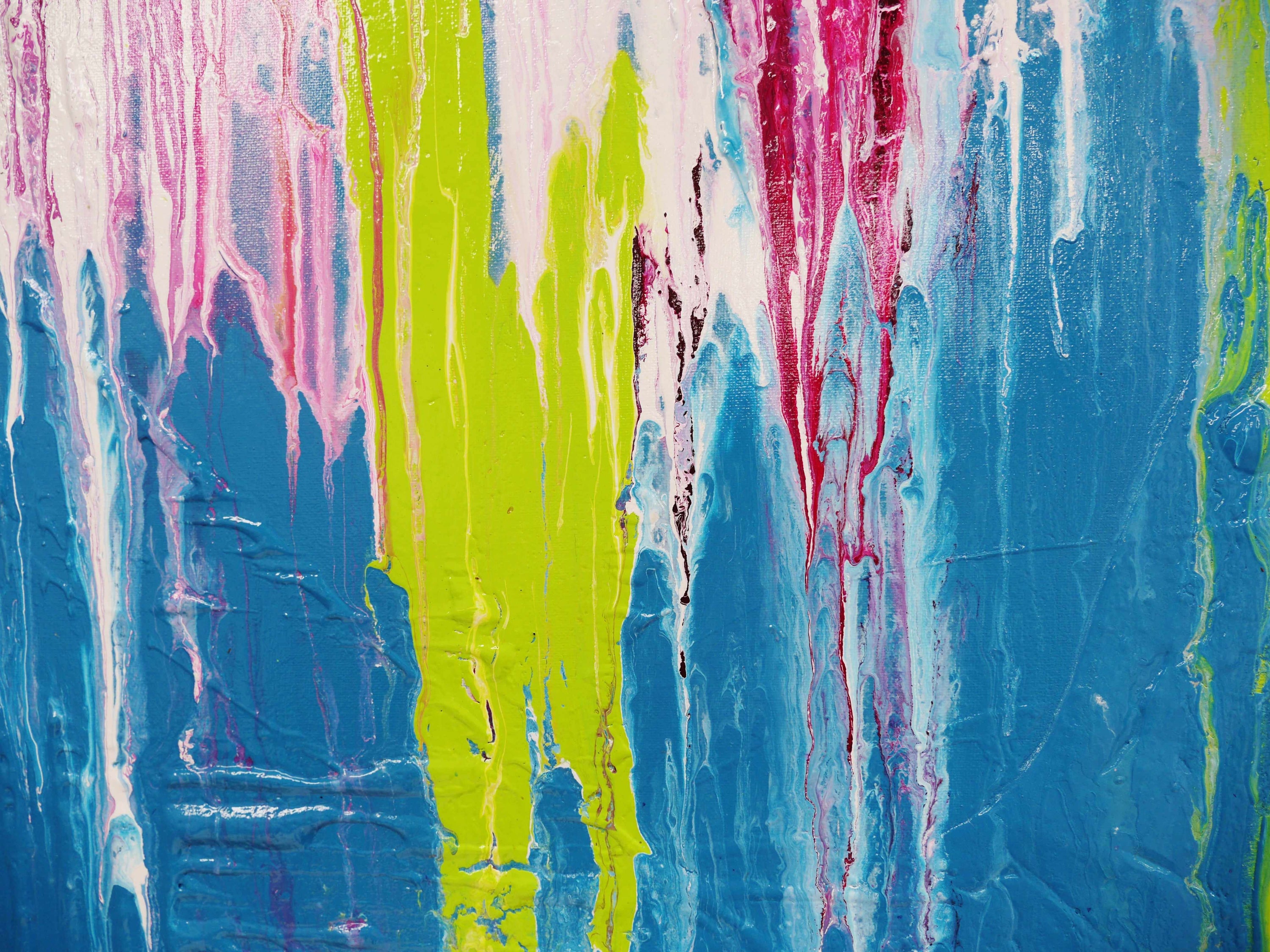 Corrugated Teal 190cm x 100cm Teal Abstract Painting