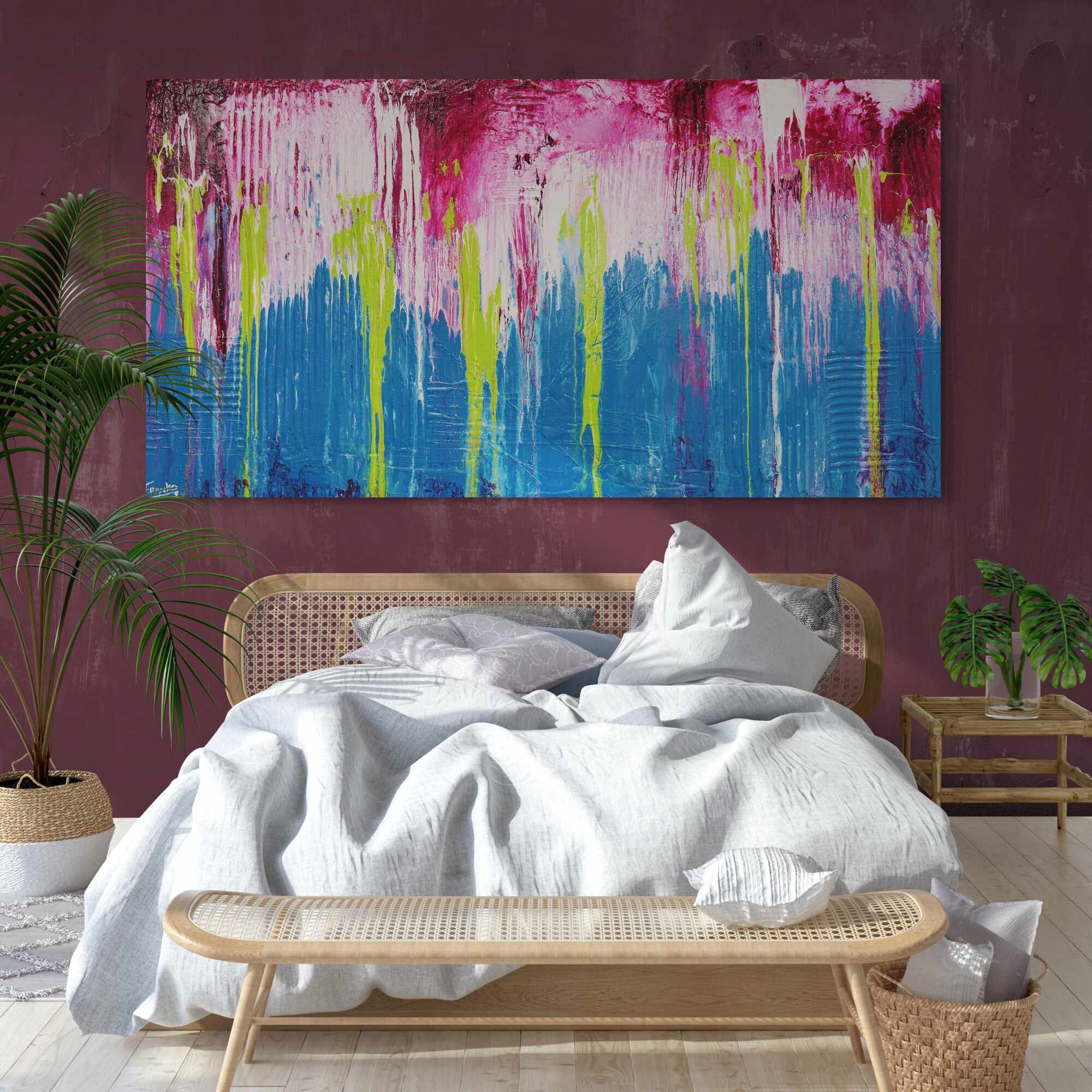 Corrugated Teal 190cm x 100cm Teal Abstract Painting-abstract-[Franko]-[Artist]-[Australia]-[Painting]-Franklin Art Studio