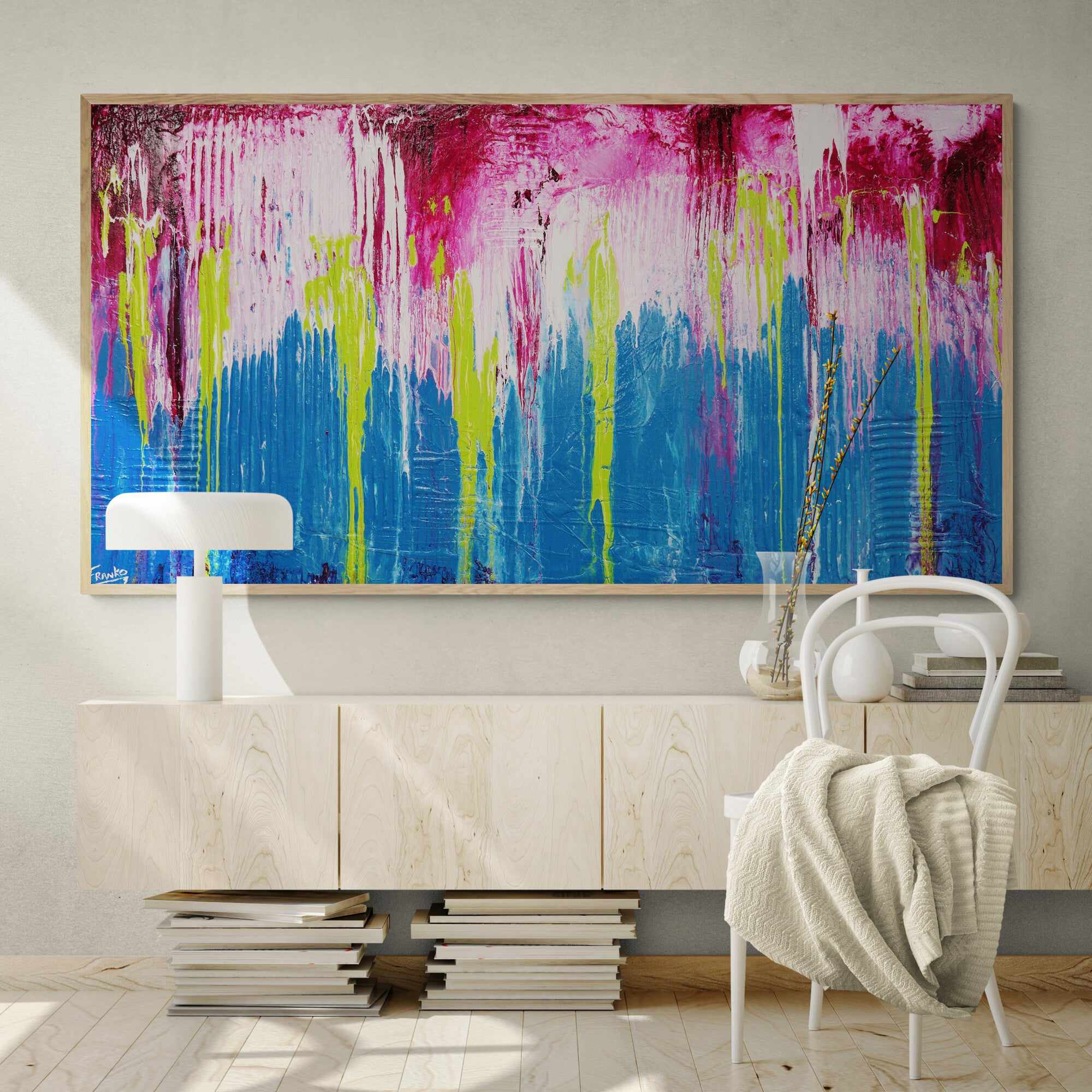 Corrugated Teal 190cm x 100cm Teal Abstract Painting-abstract-Franko-[huge]-[Australian]-[best Selling]-Franklin Art Studio