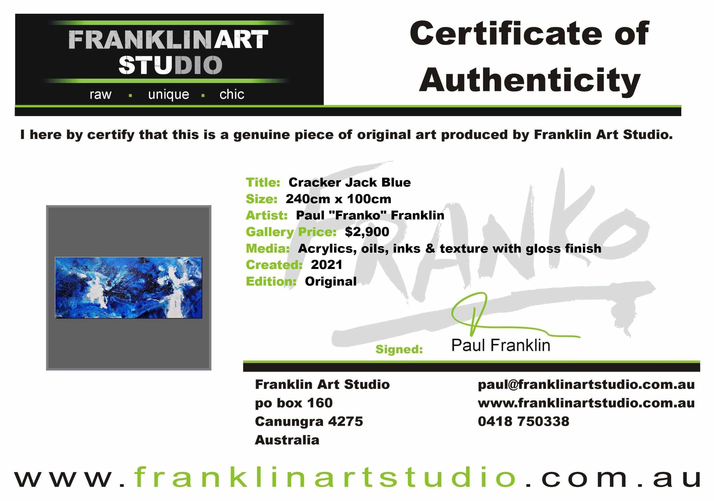Cracker Jack Blue 240cm x 100cm Blue White Textured Abstract Painting (SOLD)-Abstract-Franko-[franko_art]-[beautiful_Art]-[The_Block]-Franklin Art Studio