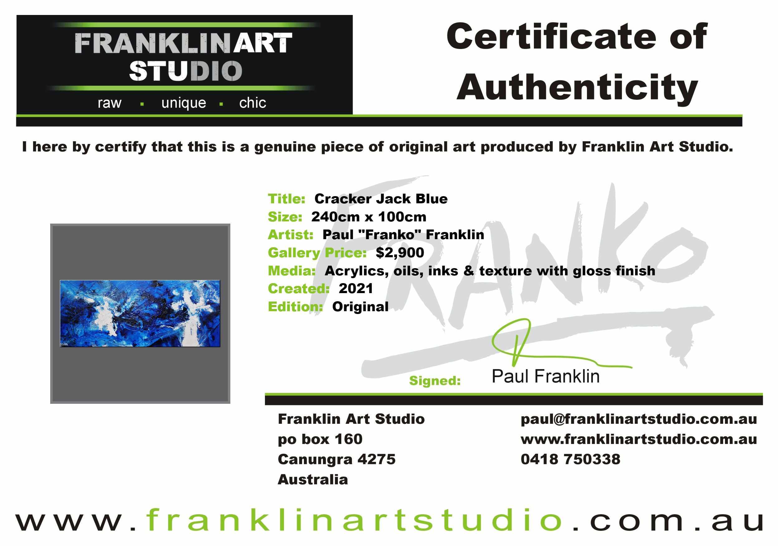 Cracker Jack Blue 240cm x 100cm Blue White Textured Abstract Painting (SOLD)-Abstract-[Franko Artist]-[Cheryl]-[Wendy]-[Gabriela]-Franklin Art Studio