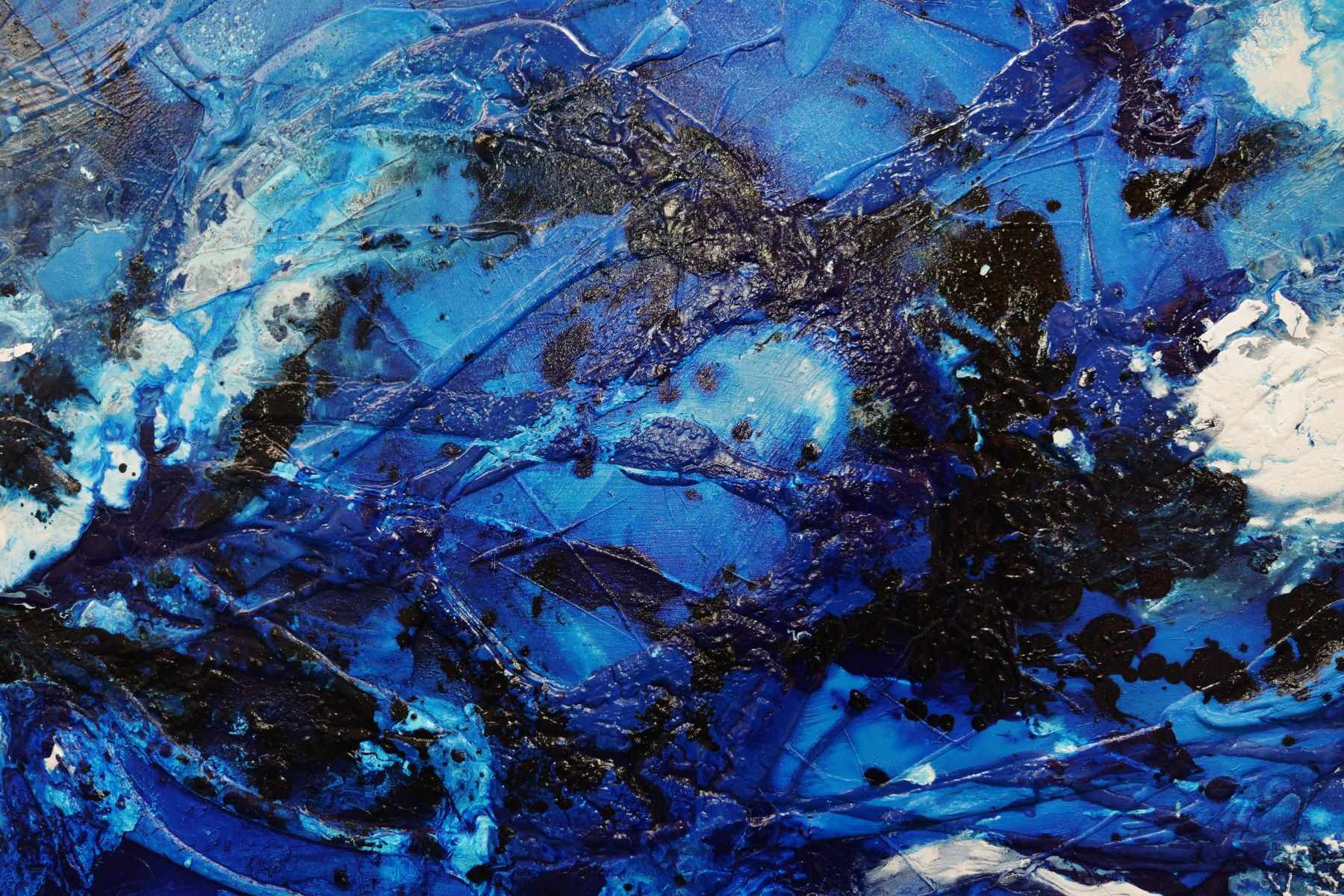 Cracker Jack Blue 240cm x 100cm Blue White Textured Abstract Painting (SOLD)