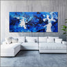 Cracker Jack Blue 240cm x 100cm Blue White Textured Abstract Painting (SOLD)-Abstract-Franko-[huge]-[Australian]-[best Selling]-Franklin Art Studio
