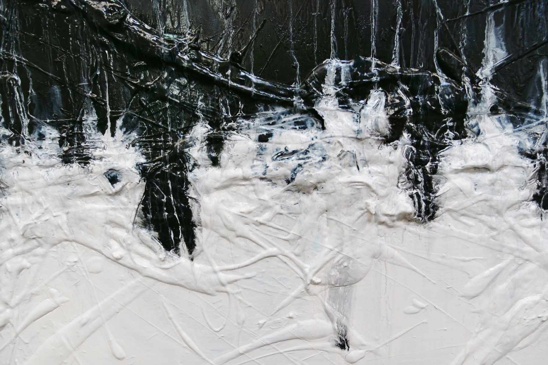 Crackling Jellyfish 160cm x 60cm Black White Textured Abstract Painting (SOLD)