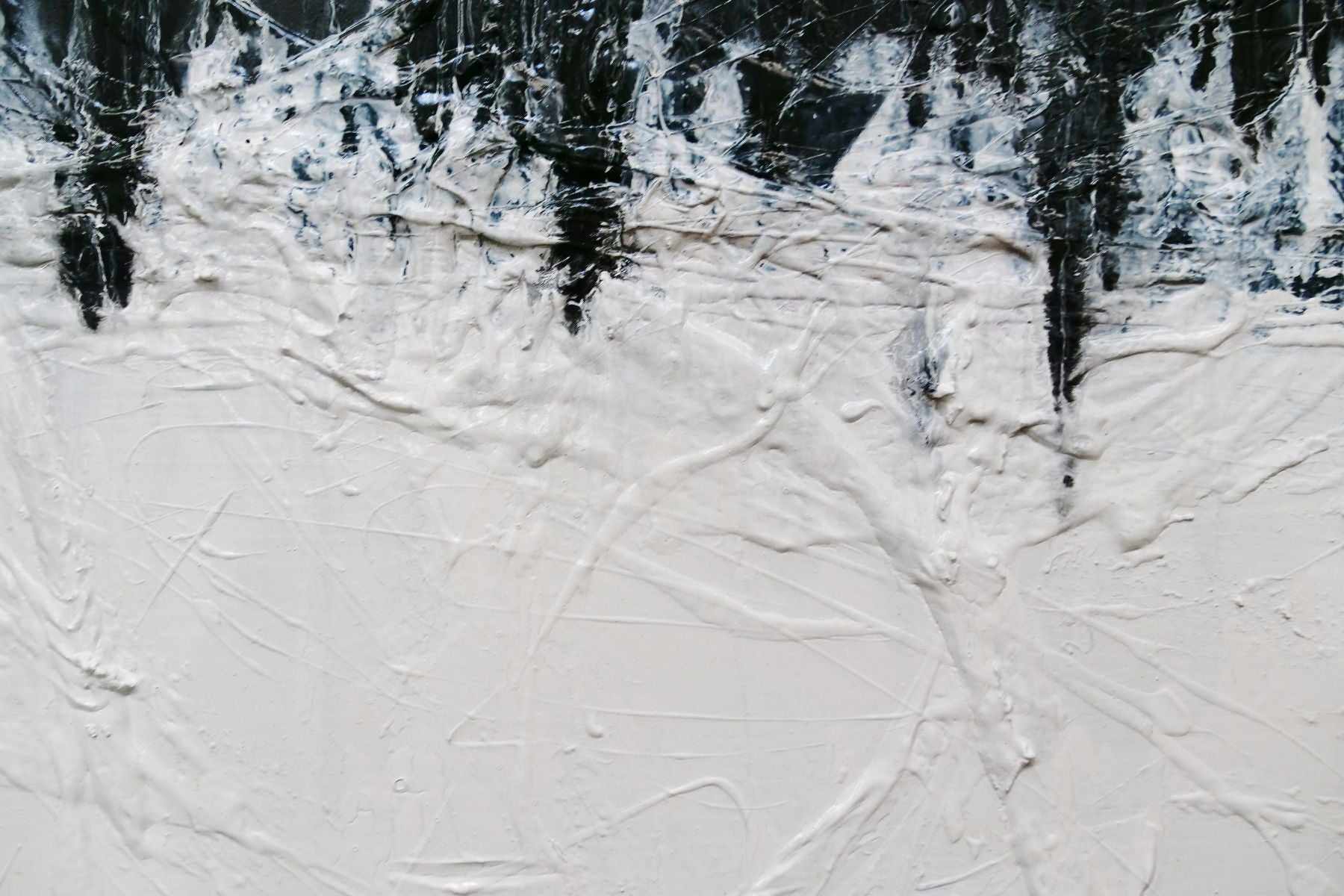 Crackling Jellyfish 160cm x 60cm Black White Textured Abstract Painting (SOLD)-Abstract-[Franko]-[Artist]-[Australia]-[Painting]-Franklin Art Studio