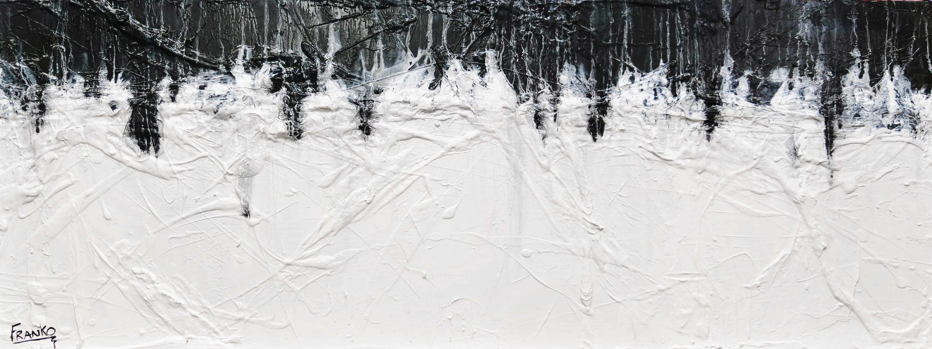 Crackling Jellyfish 160cm x 60cm Black White Textured Abstract Painting (SOLD)-Abstract-Franko-[Franko]-[Australia_Art]-[Art_Lovers_Australia]-Franklin Art Studio
