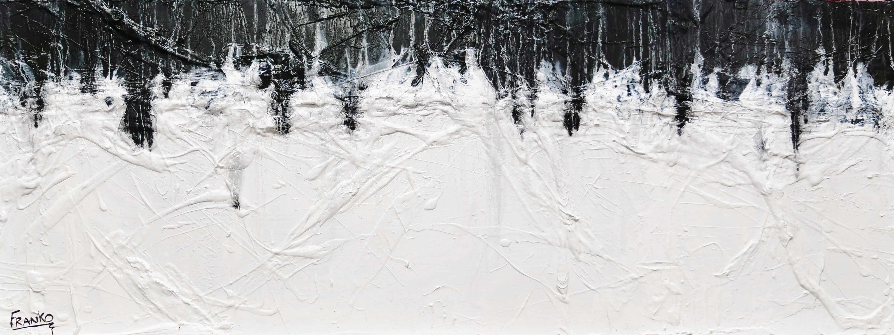 Crackling Jellyfish 160cm x 60cm Black White Textured Abstract Painting (SOLD)-Abstract-[Franko ]-[Gallery]-[popular]-[Australia]-Franklin Art Studio