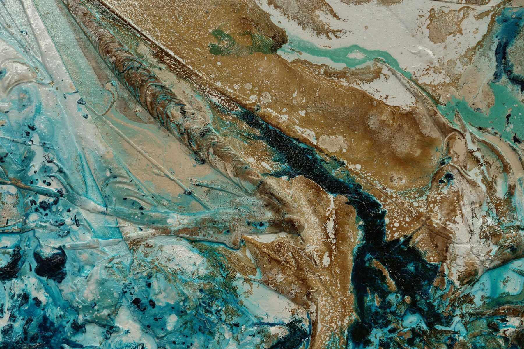 Creamed Honey 160cm x 100cm Green Brown Textured Abstract Painting (SOLD)