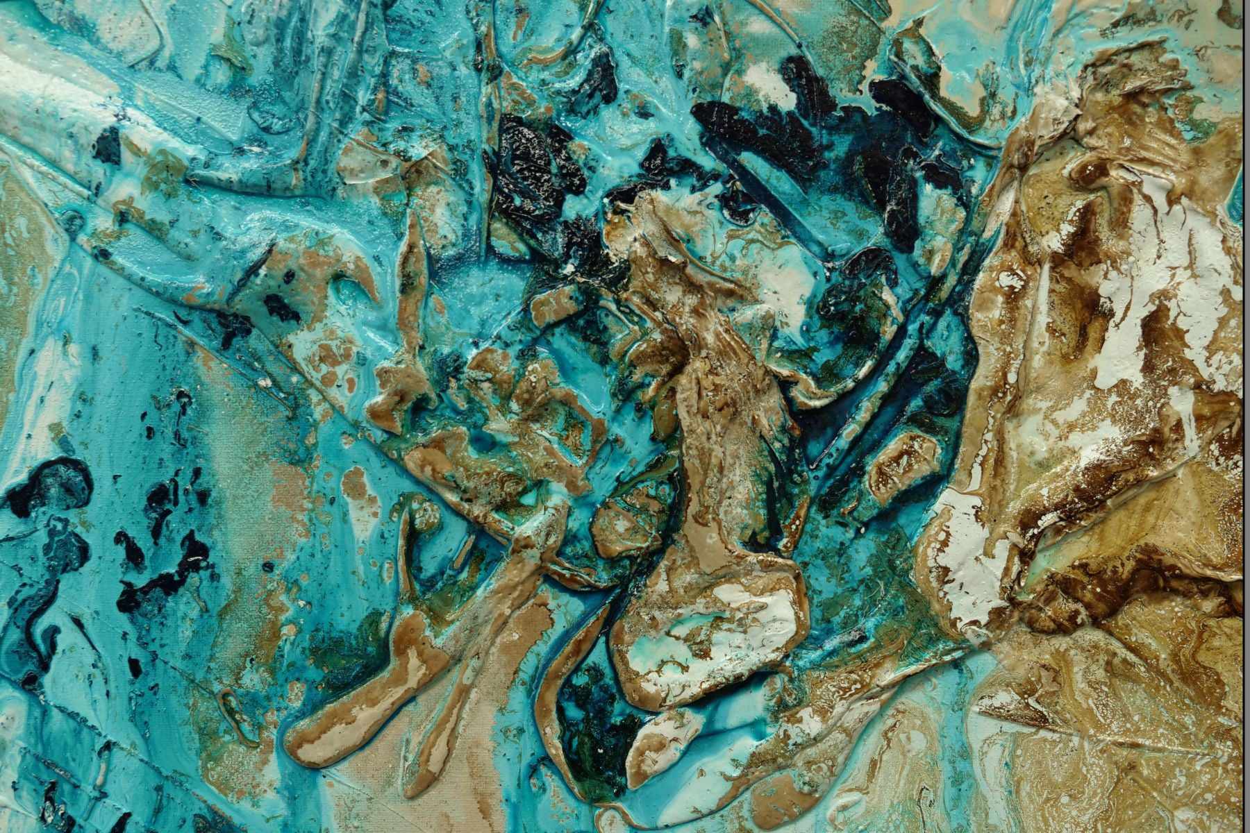 Creamed Honey 160cm x 100cm Green Brown Textured Abstract Painting (SOLD)