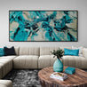Creamed Honey Rush 270cm x 120cm Cream Teal Textured Abstract Painting-Abstract-[Franko]-[Australian]-[Popular]-[Best Selling]-Franklin Art Studio